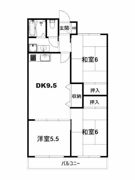 兵庫県尼崎市猪名寺１丁目(賃貸マンション3DK・4階・61.00㎡)の写真 その2