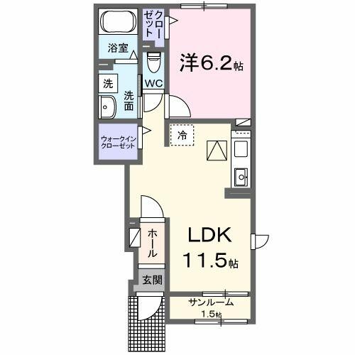 愛知県小牧市大字間々原新田(賃貸アパート1LDK・1階・43.61㎡)の写真 その2