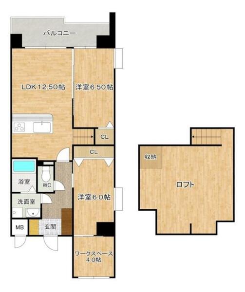 コンプレート金田 1401｜福岡県北九州市小倉北区金田１丁目(賃貸マンション2SLDK・14階・64.50㎡)の写真 その2