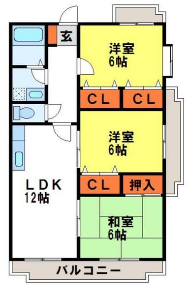 プレステージ塔原 406｜福岡県筑紫野市塔原東３丁目(賃貸マンション3LDK・4階・69.30㎡)の写真 その2