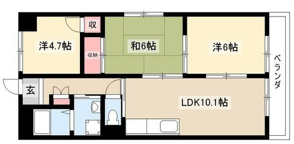 キャピタルシティ苗田 203｜愛知県名古屋市北区如意２丁目(賃貸マンション3LDK・2階・60.50㎡)の写真 その2