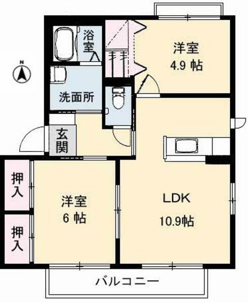 シャーメゾンドラジェ　Ｃ棟 C0201｜山口県宇部市大字妻崎開作(賃貸アパート2LDK・2階・54.07㎡)の写真 その2