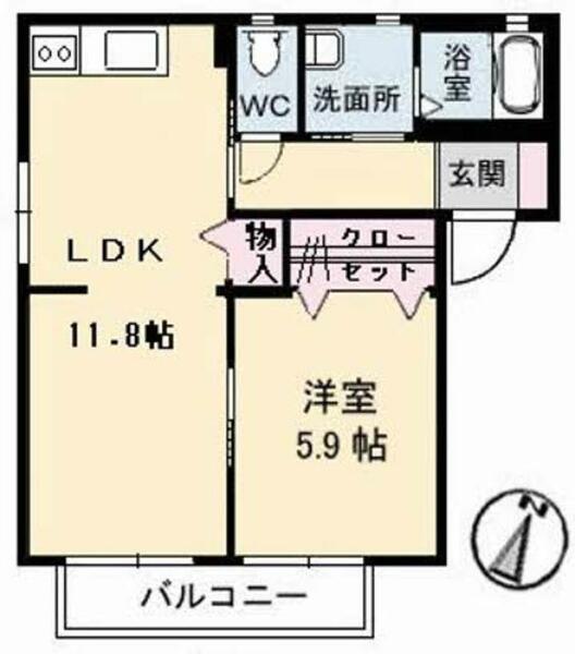 テンダーヴィラ　Ａ棟 A0102｜鳥取県米子市河岡(賃貸アパート1LDK・1階・42.25㎡)の写真 その2