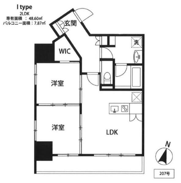 福岡県福岡市中央区西中洲(賃貸マンション2LDK・2階・48.60㎡)の写真 その2