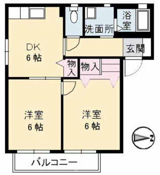 ファミーユ中野　Ｂ棟 B0105｜鳥取県境港市中野町(賃貸アパート2DK・1階・43.01㎡)の写真 その2