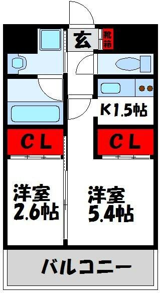 福岡県宗像市自由ヶ丘(賃貸マンション1LDK・3階・27.00㎡)の写真 その2