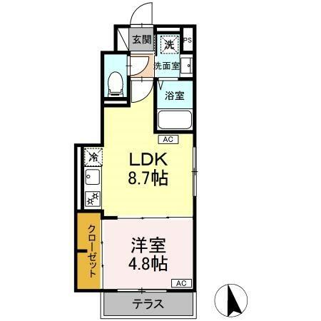 （仮）東野川１丁目ＰＪ　Ｂ棟 107｜東京都狛江市東野川１丁目(賃貸アパート1LDK・1階・33.60㎡)の写真 その2