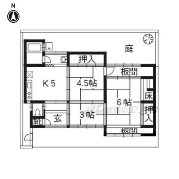 京都府京都市右京区嵯峨朝日町(賃貸一戸建3DK・--・46.61㎡)の写真 その2