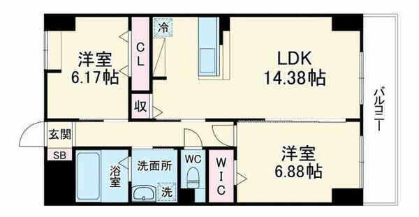 愛知県名古屋市昭和区円上町(賃貸マンション2LDK・12階・63.86㎡)の写真 その2