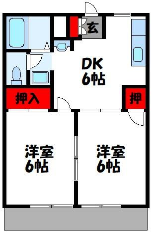 福岡県飯塚市伊川(賃貸アパート2DK・1階・41.72㎡)の写真 その2