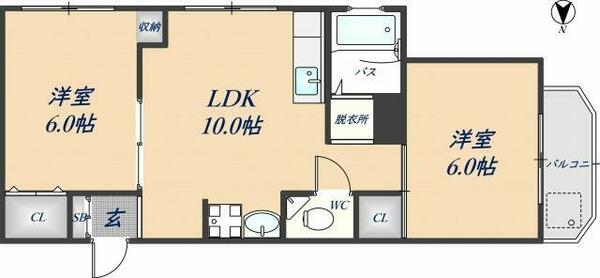 シャトー西村 307｜大阪府東大阪市吉田７丁目(賃貸マンション2LDK・3階・45.00㎡)の写真 その2