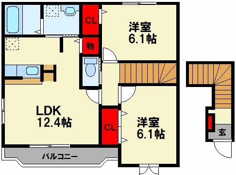 福岡県飯塚市中(賃貸アパート2LDK・2階・59.09㎡)の写真 その2