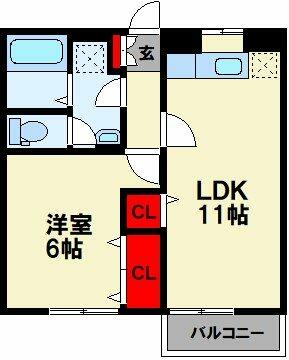 福岡県飯塚市花瀬(賃貸アパート1LDK・2階・46.13㎡)の写真 その2