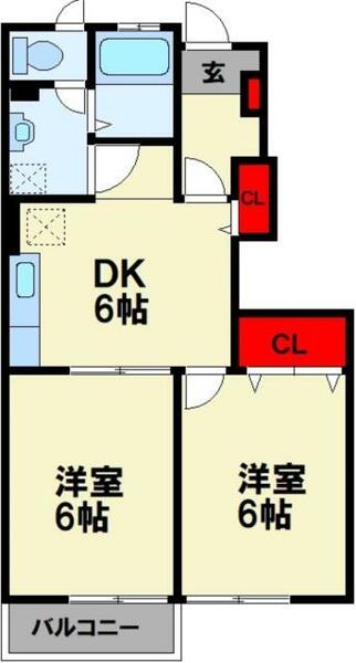 福岡県飯塚市相田(賃貸アパート2DK・1階・42.77㎡)の写真 その2