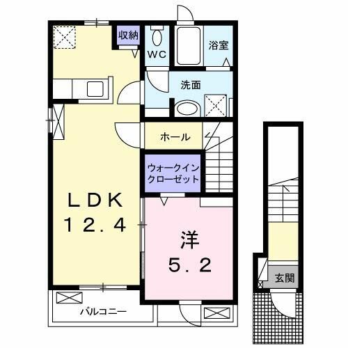 愛知県豊橋市一色町字一色上(賃貸アパート1LDK・2階・46.54㎡)の写真 その2