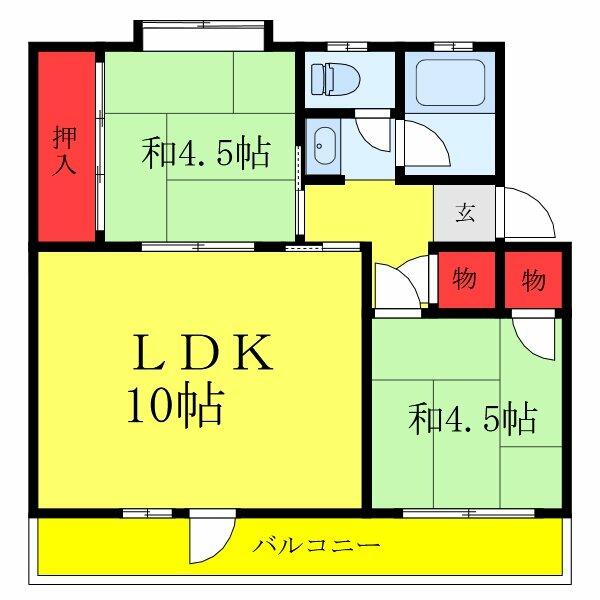 吉岡ハイツ｜東京都足立区舎人２丁目(賃貸マンション2LDK・3階・43.79㎡)の写真 その2