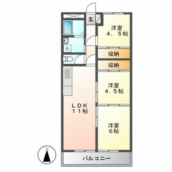 プラウドステージしもうちⅠ 105｜岐阜県関市下有知(賃貸マンション3LDK・1階・59.62㎡)の写真 その2