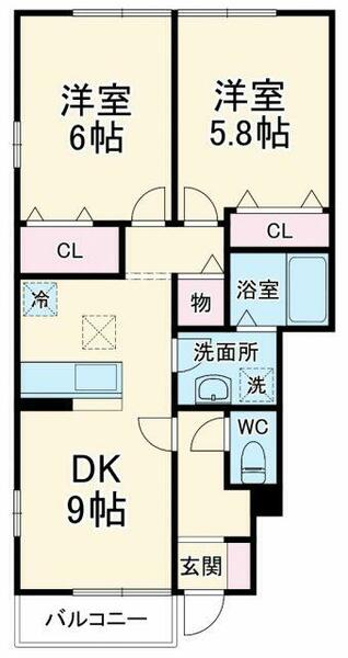 愛知県名古屋市名東区猪子石２丁目(賃貸アパート2LDK・1階・50.43㎡)の写真 その2