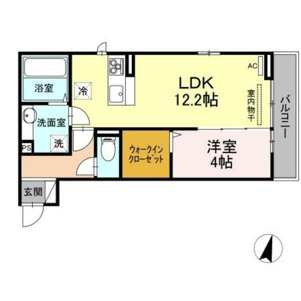 新潟県新潟市西区山田(賃貸アパート1LDK・3階・43.10㎡)の写真 その2