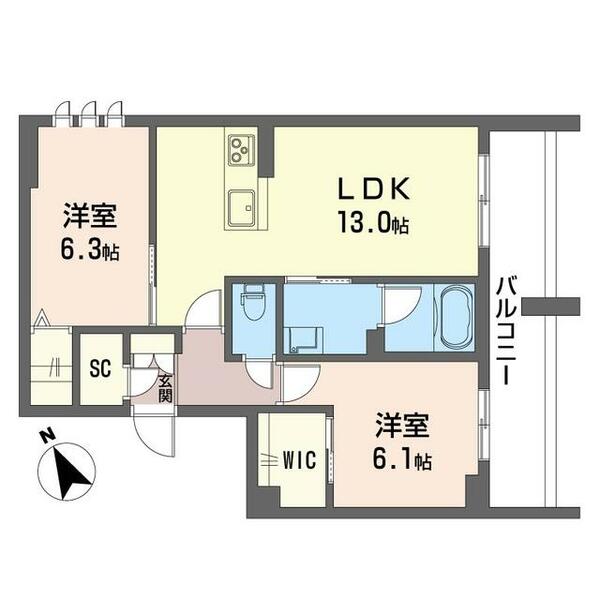 ルミノサ・ファミリアＢ 00206｜埼玉県朝霞市溝沼４丁目(賃貸マンション2LDK・2階・59.60㎡)の写真 その2