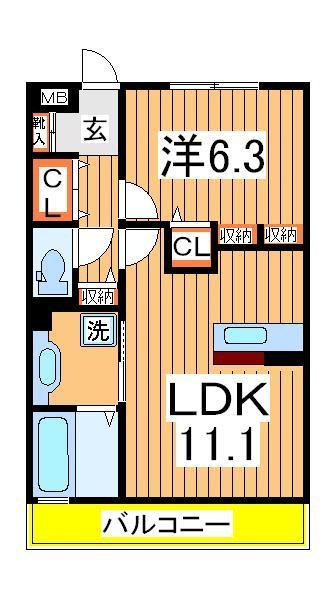 クレイドル｜千葉県柏市松ケ崎(賃貸アパート1LDK・2階・45.05㎡)の写真 その2