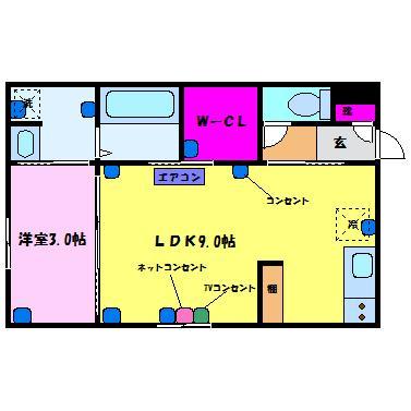 ＩＮＴＥＧＲＡＬ大泉Ⅱ｜富山県富山市大泉(賃貸アパート1LDK・1階・31.12㎡)の写真 その2