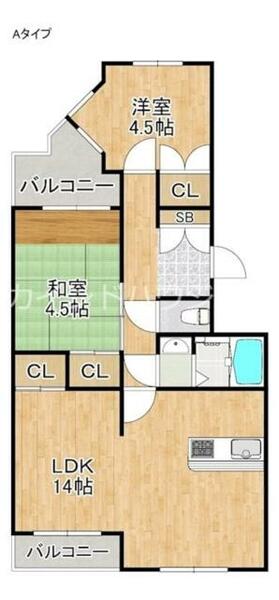 ＧＳ岸和田｜大阪府岸和田市下池田町１丁目(賃貸マンション2LDK・2階・64.08㎡)の写真 その2