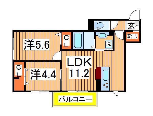 ＶＩＬＬＥＴＴＡ｜千葉県柏市大室１丁目(賃貸アパート2LDK・2階・49.32㎡)の写真 その2