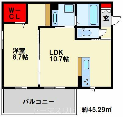 ＳＨＩＺＵＫＡ大里 101｜福岡県北九州市門司区大里戸ノ上１丁目(賃貸アパート1LDK・1階・57.66㎡)の写真 その2