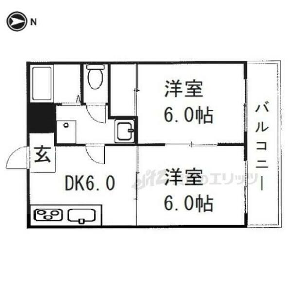 ハイメゾン伊藤 207｜京都府京都市右京区梅津堤上町(賃貸マンション2DK・2階・40.32㎡)の写真 その2