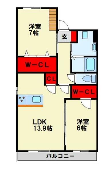 ウィッチヘーゼル 203｜福岡県北九州市戸畑区天籟寺１丁目(賃貸アパート2LDK・2階・63.65㎡)の写真 その2