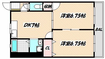 千葉県船橋市本中山２丁目(賃貸アパート2DK・2階・45.00㎡)の写真 その2