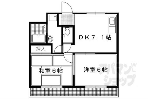 京都府京都市左京区吉田上阿達町(賃貸マンション2DK・1階・41.31㎡)の写真 その2