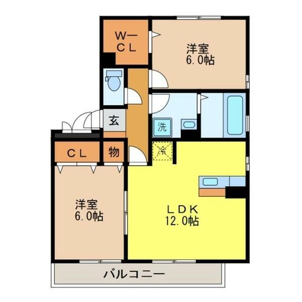 リビングタウン長与Ⅱ｜長崎県西彼杵郡長与町嬉里郷(賃貸アパート2LDK・1階・58.54㎡)の写真 その2