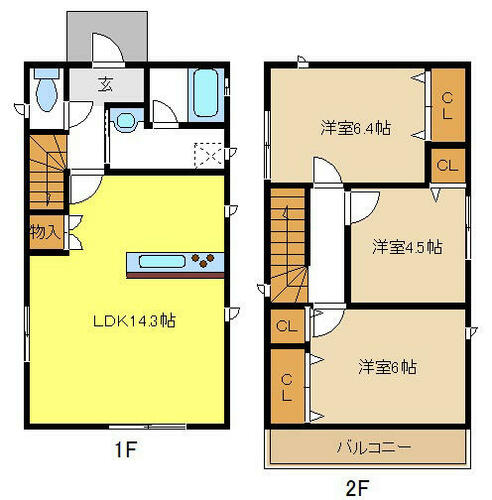 愛知県名古屋市名東区本郷３丁目（一戸建）の賃貸物件の間取り