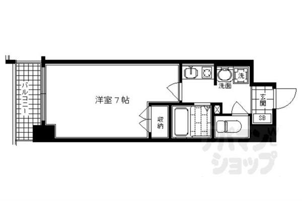 京都府京都市上京区河原町通丸太町下る伊勢屋町(賃貸マンション1K・5階・21.70㎡)の写真 その2