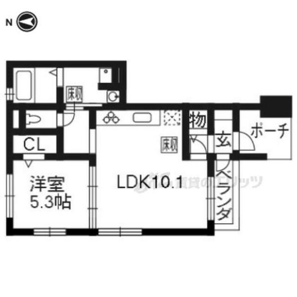 北白川ハイツ 101｜京都府京都市左京区北白川下池田町(賃貸テラスハウス1LDK・--・40.84㎡)の写真 その2