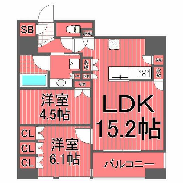 ザスカイクルーズタワー｜神奈川県横浜市中区日ノ出町１丁目(賃貸マンション2LDK・13階・60.56㎡)の写真 その2