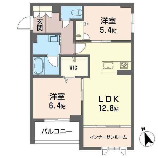 ソレイユ・シャンブル 00201｜埼玉県川越市新宿町１丁目(賃貸マンション2LDK・2階・64.30㎡)の写真 その2