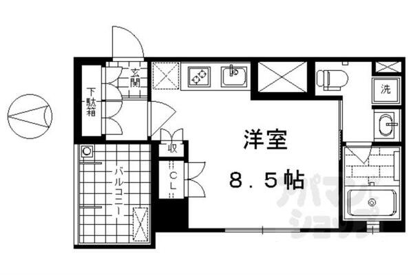 京都府京都市下京区五条通猪熊東入柿本町(賃貸マンション1R・5階・26.11㎡)の写真 その2