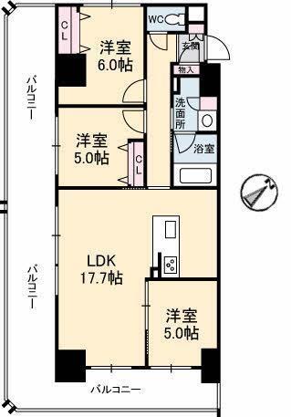 シャーメゾンステージ呉中央 706｜広島県呉市中央２丁目(賃貸マンション3LDK・7階・73.93㎡)の写真 その2