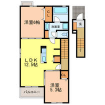 プリムローズ　ヒル 202 ｜ 大阪府富田林市藤沢台５丁目（賃貸アパート2LDK・2階・57.32㎡） その2