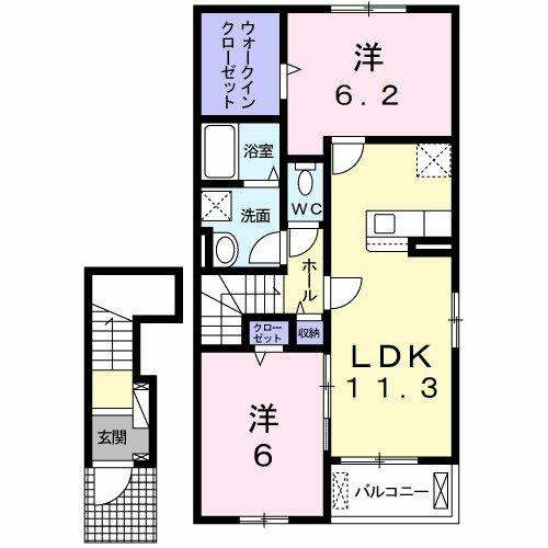 ハレ　ルアナ　Ⅱ 203｜愛知県一宮市西五城字下須賀(賃貸アパート2LDK・2階・58.60㎡)の写真 その2