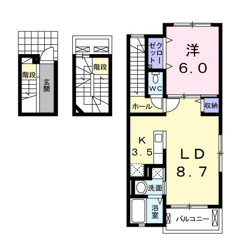 サントル　ユナゴ 301｜茨城県日立市鮎川町６丁目(賃貸アパート1LDK・3階・53.01㎡)の写真 その2