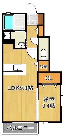 プランドールＭ｜福岡県北九州市若松区老松１丁目(賃貸アパート1LDK・1階・35.36㎡)の写真 その2