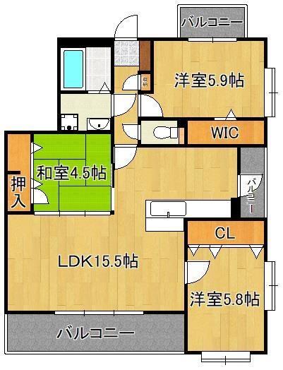 ドエルヴィラ鴨生田｜福岡県北九州市若松区鴨生田４丁目(賃貸マンション3LDK・2階・70.94㎡)の写真 その2