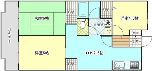 ウィステリアハウス 101｜神奈川県横須賀市佐原３丁目(賃貸マンション3DK・1階・54.46㎡)の写真 その2