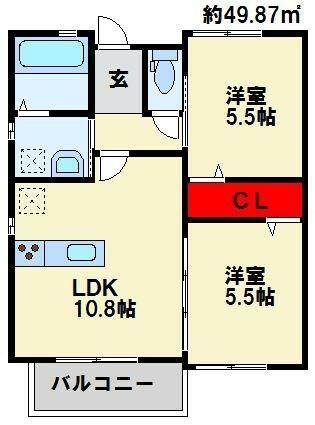 マキハウスＩＩ 202｜福岡県遠賀郡水巻町下二東３丁目(賃貸アパート2LDK・2階・49.79㎡)の写真 その2