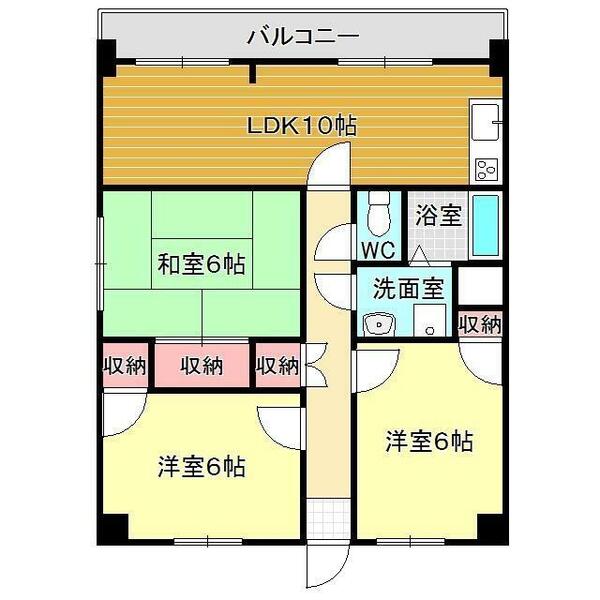 ヒルサイドコートＩ棟 202｜山口県下関市貴船町４丁目(賃貸マンション3LDK・2階・71.28㎡)の写真 その2