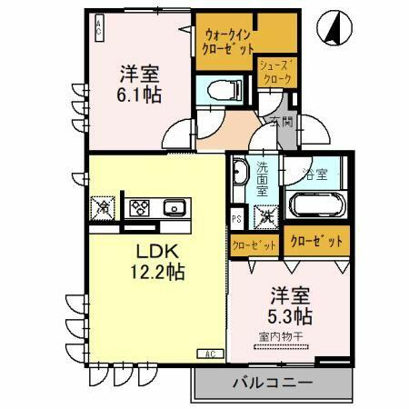 埼玉県南埼玉郡宮代町道佛３丁目(賃貸アパート2LDK・2階・57.93㎡)の写真 その2